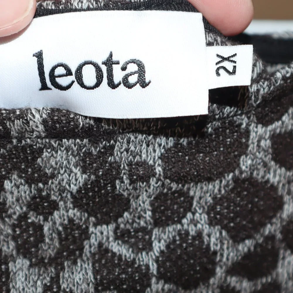 Leota Ocelot Gray 3/4 Sleeve Scoop Back Circle Midi Dress Women's Size 2X-NWOT - Picture 8 of 9